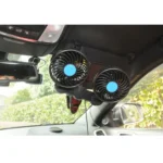 HUXIN HX-T605 7W 360 Degree Adjustable Rotation Clip Two Head Low Noise Mini Electric Car Fan with Gear Switch, DC12V - Image 5