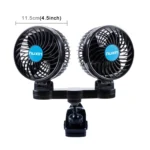 HUXIN HX-T605E 7W 360 Degree Adjustable Rotation Clip Two Head Low Noise Mini Electric Car Fan with Roller Switch, DC12V - Image 2