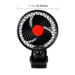 HUXIN HX-T602E 6.5W 4.5inch 360 Degree Adjustable Rotation Clip One Head Low Noise Mini Electric Car Fan with Roller Switch, DC24V - Image 3