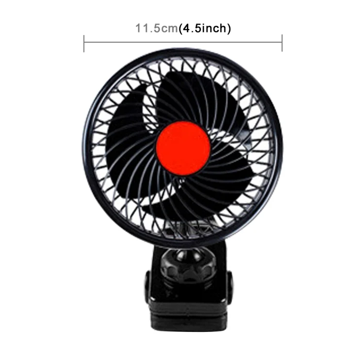 CMS8848_2.webp HUXIN HX-T602E 6.5W 4.5inch 360 Degree Adjustable Rotation Clip One Head Low Noise Mini Electric Car Fan with Roller Switch, DC24V - Image 3