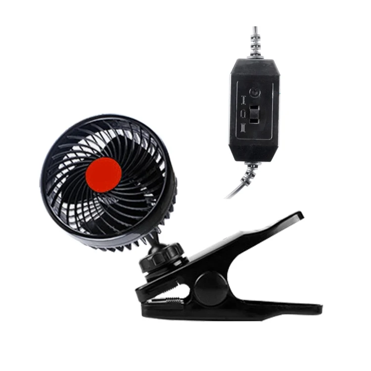 CMS8848_3.webp HUXIN HX-T602E 6.5W 4.5inch 360 Degree Adjustable Rotation Clip One Head Low Noise Mini Electric Car Fan with Roller Switch, DC24V - Image 4