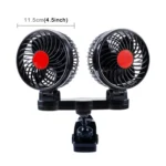 HUXIN HX-T606E 12W 360 Degree Adjustable Rotation Clip Two Head Low Noise Mini Electric Car Fan with Roller Switch, DC24V - Image 2