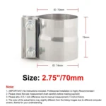 2.75 inch Car Turbo Exhaust Downpipe Stainless Steel Lap Joint Band Clamp - Image 4