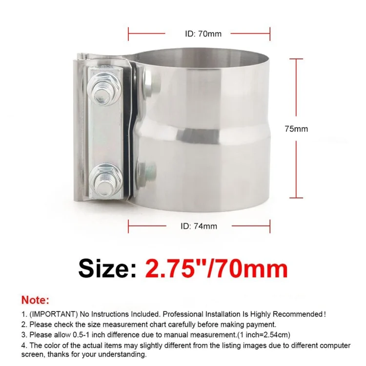 CMS9081_3.webp 2.75 inch Car Turbo Exhaust Downpipe Stainless Steel Lap Joint Band Clamp - Image 4