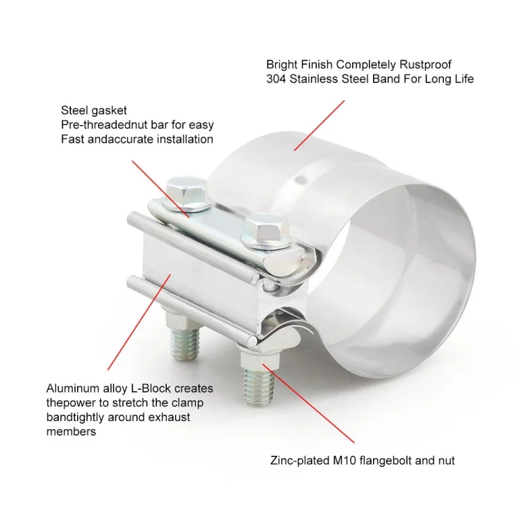 CMS9083_3.webp 4 inch Car Turbo Exhaust Downpipe Stainless Steel Lap Joint Band Clamp - Image 4