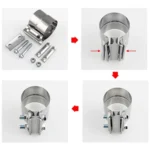 4 inch Car Turbo Exhaust Downpipe Stainless Steel Lap Joint Band Clamp - Image 6