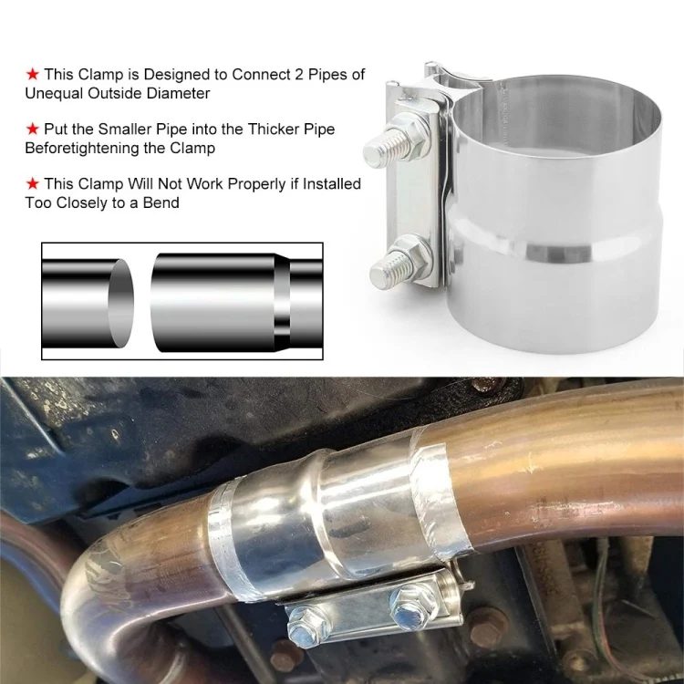 CMS9083_6.webp 4 inch Car Turbo Exhaust Downpipe Stainless Steel Lap Joint Band Clamp - Image 7