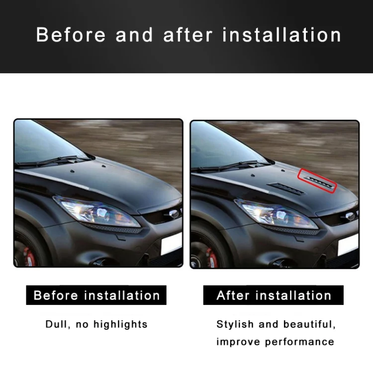 CMS9631B_6.webp 2 PCS Universal Car Air Intake Scoop Bonnet Hood Vent Louver Cooling Panel Trim Set - Image 7