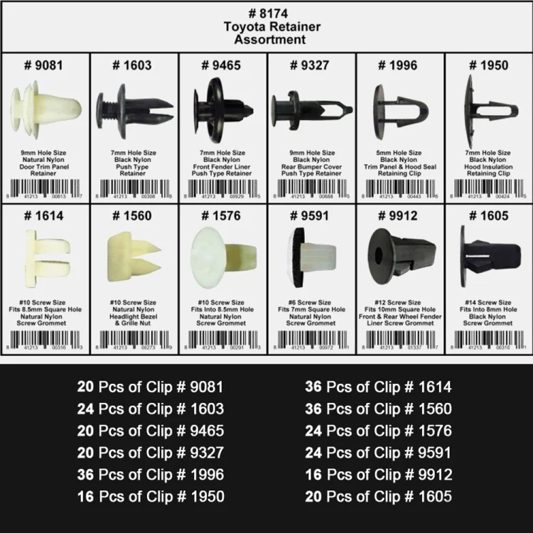 CMS9783_4.webp 292 PCS Car Retainer Clips Assortment Car Panel Trim Plastic Fasteners Rivet Clips Set - Image 5