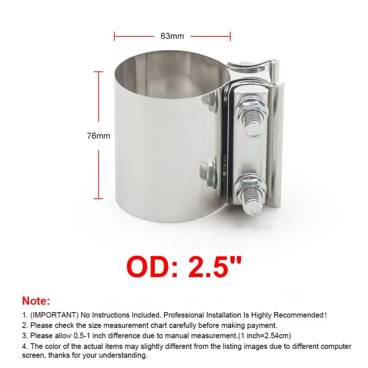 CMS9788_3.webp 2.5 inch 63mm Car Turbo Exhaust Downpipe Stainless Steel Lap Joint Band Clamp - Image 4