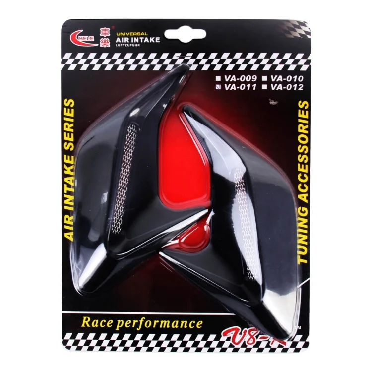 CMS9913B_5.webp 2PCS Plastic Decorative Air Flow Intake Turbo Bonnet Hood Side Vent Grille Cover With Self-adhesive Sticker - Image 6