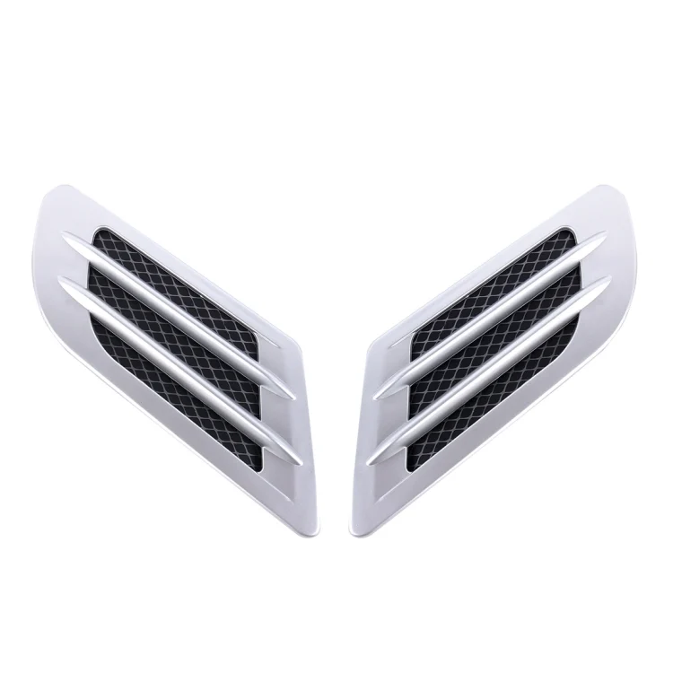 2 PCS Euro Style Plastic Decorative Air Flow Intake Turbo Bonnet Hood Side Vent Grille Cover With Self-adhesive Sticker