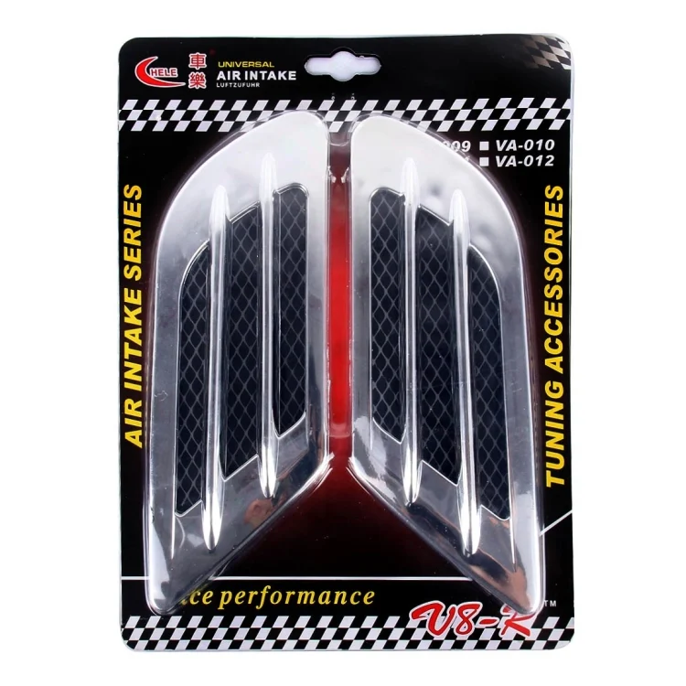 CMS9914H_5.webp 2 PCS Euro Style Plastic Decorative Air Flow Intake Turbo Bonnet Hood Side Vent Grille Cover With Self-adhesive Sticker - Image 6