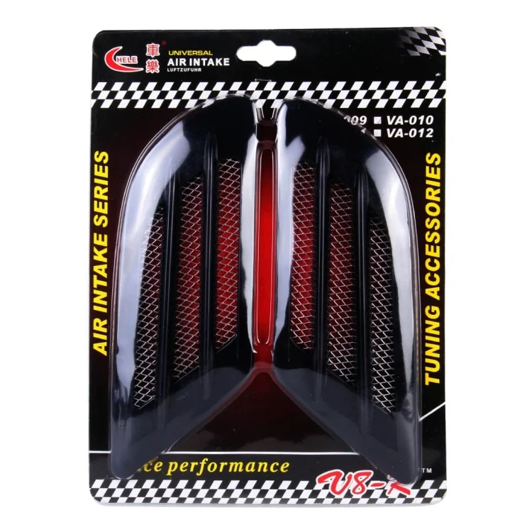 CMS9915B_5.webp 2 PCS Euro Style Metal Decorative Air Flow Intake Turbo Bonnet Hood Side Vent Grille Cover with Self-adhesive Sticker - Image 7