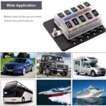 1 in 10 Out Fuse Box PC Terminal Block Fuse Holder Kits with LED Warning Indicator for Auto Car Truck Boat - Image 11