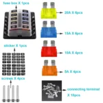 1 in 10 Out Fuse Box PC Terminal Block Fuse Holder Kits with LED Warning Indicator for Auto Car Truck Boat - Image 6
