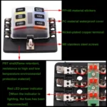 1 in 6 Out Fuse Box PC Terminal Block Fuse Holder Kits with LED Warning Indicator for Auto Car Truck Boat - Image 7