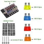 1 in 12 Out Fuse Box Screw Terminal Section Fuse Holder Kits with LED Warning Indicator for Auto Car Truck Boat - Image 6