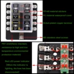 1 in 10 Out Fuse Box Screw Terminal Section Fuse Holder Kits with LED Warning Indicator for Auto Car Truck Boat - Image 9