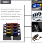 1 in 8 Out Fuse Box Screw Terminal Section Fuse Holder Kits with LED Warning Indicator for Auto Car Truck Boat - Image 5