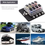 1 in 8 Out Fuse Box Screw Terminal Section Fuse Holder Kits with LED Warning Indicator for Auto Car Truck Boat - Image 6