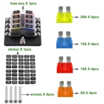 1 in 8 Out Fuse Box Screw Terminal Section Fuse Holder Kits with LED Warning Indicator for Auto Car Truck Boat - Image 8