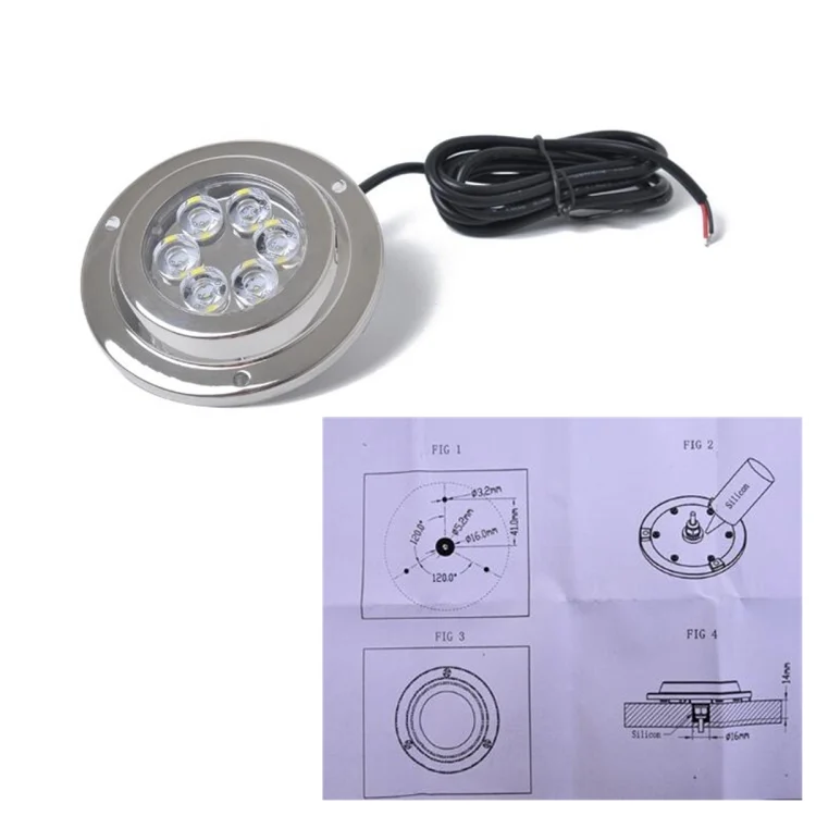 CMS9994_4.webp DC 10-30V 12W IP68 316 Stainless 6 LEDs White Light Underwater Light Boat High Power Bright for Marine / Yacht - Image 5
