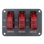 Jtron DV 12V Carbon Fiber Surface Panel Car Toggle Switch with Red LED Indicator - Image 3