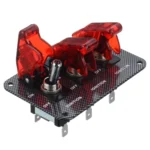 Jtron DV 12V Carbon Fiber Surface Panel Car Toggle Switch with Red LED Indicator - Image 4