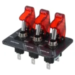 Jtron DV 12V Carbon Fiber Surface Panel Car Toggle Switch with Red LED Indicator - Image 6