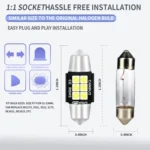 2 PCS 31mm DC12V-24V 3W 6000K 660LM 6LEDs SMD-3030 Car Reading Lamp / License Plate Light - Image 3