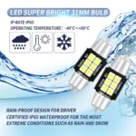 2 PCS 31mm DC12V-24V 3W 6000K 660LM 6LEDs SMD-3030 Car Reading Lamp / License Plate Light - Image 8