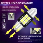 2 PCS 31mm DC12V-24V 3W 6000K 660LM 6LEDs SMD-3030 Car Reading Lamp / License Plate Light - Image 9