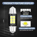 2 PCS 36mm DC12V-24V 3W 6000K 660LM 6LEDs SMD-3030 Car Reading Lamp / License Plate Light - Image 5