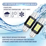 2 PCS 36mm DC12V-24V 3W 6000K 660LM 6LEDs SMD-3030 Car Reading Lamp / License Plate Light - Image 8
