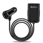 HMQ-C801 1.8m 8A Max 4 Ports USB Car Charger with Extending USB HUB for Front & Back Seat Charging (Black) - Image 2