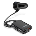 HMQ-C801 1.8m 8A Max 4 Ports USB Car Charger with Extending USB HUB for Front & Back Seat Charging (Black) - Image 3