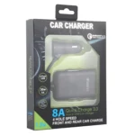 HMQ-C801 1.8m 8A Max 4 Ports USB Car Charger with Extending USB HUB for Front & Back Seat Charging (Black) - Image 4