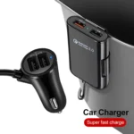 HMQ-C801 1.8m 8A Max 4 Ports USB Car Charger with Extending USB HUB for Front & Back Seat Charging (Black) - Image 5