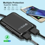 HMQ-C801 1.8m 8A Max 4 Ports USB Car Charger with Extending USB HUB for Front & Back Seat Charging (Black) - Image 7