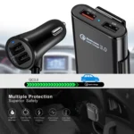 HMQ-C801 1.8m 8A Max 4 Ports USB Car Charger with Extending USB HUB for Front & Back Seat Charging (Black) - Image 9