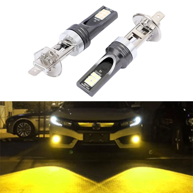 CRP0444YL.webp 2 PCS H1 DC12V-24V / 12W / 3000K / 800LM 12LEDs SMD-3030 Car LED Fog Light - Image 1