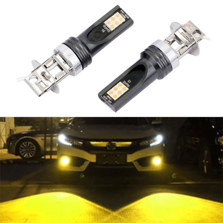 CRP0445YL.webp 2 PCS H3 DC12V-24V / 12W / 3000K / 800LM 12LEDs SMD-3030 Car LED Fog Light - Image 1