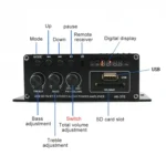 AK370 12V Household / Car Bluetooth HIFI Amplifier Audio with Remote Control - Image 4
