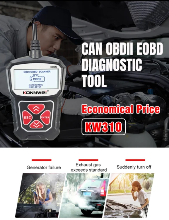 CRP1094B_5.webp KONNWEI KW310 OBD Car Fault Detector Code Reader ELM327 OBD2 Scanner Diagnostic Tool - Image 6