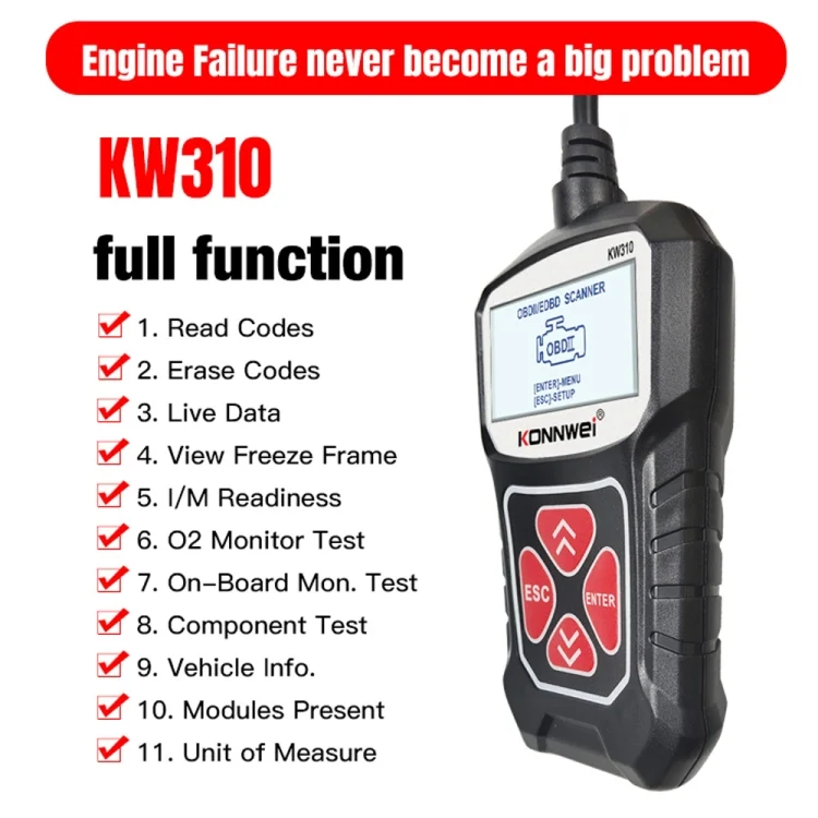 CRP1094B_8.webp KONNWEI KW310 OBD Car Fault Detector Code Reader ELM327 OBD2 Scanner Diagnostic Tool - Image 9