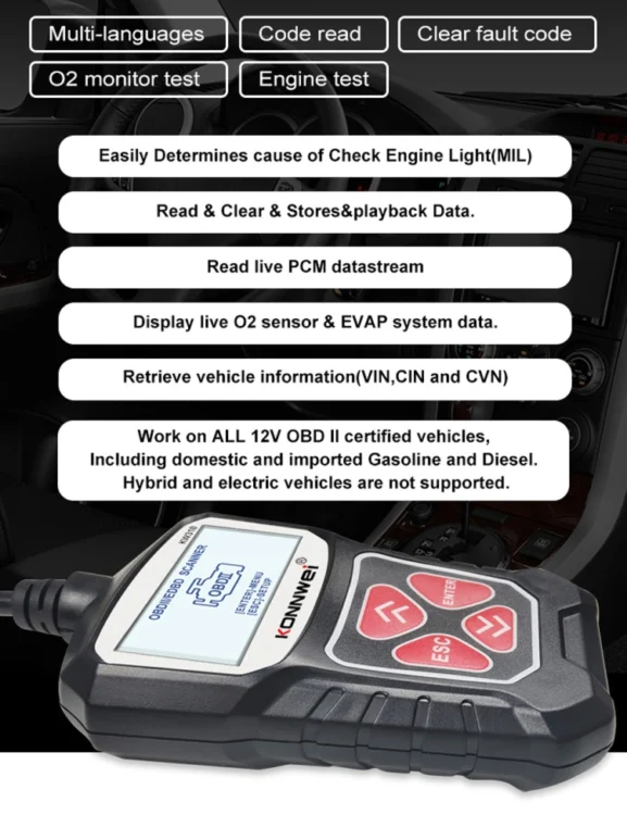 CRP1094B_9.webp KONNWEI KW310 OBD Car Fault Detector Code Reader ELM327 OBD2 Scanner Diagnostic Tool - Image 10