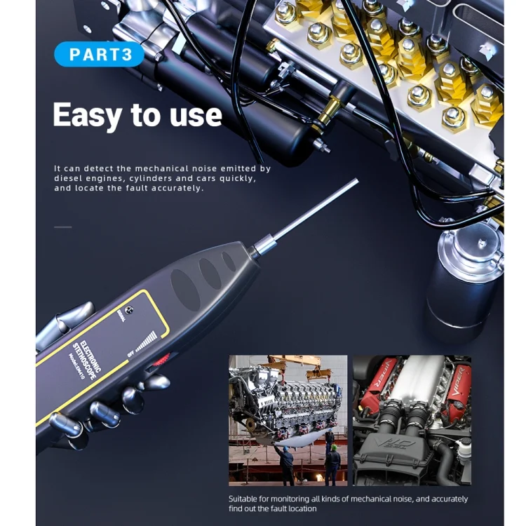 CRP1154_5.webp Car Electronic Stethoscope Abnormal Sound Detector Mechanical Fault Diagnostic Tool - Image 6