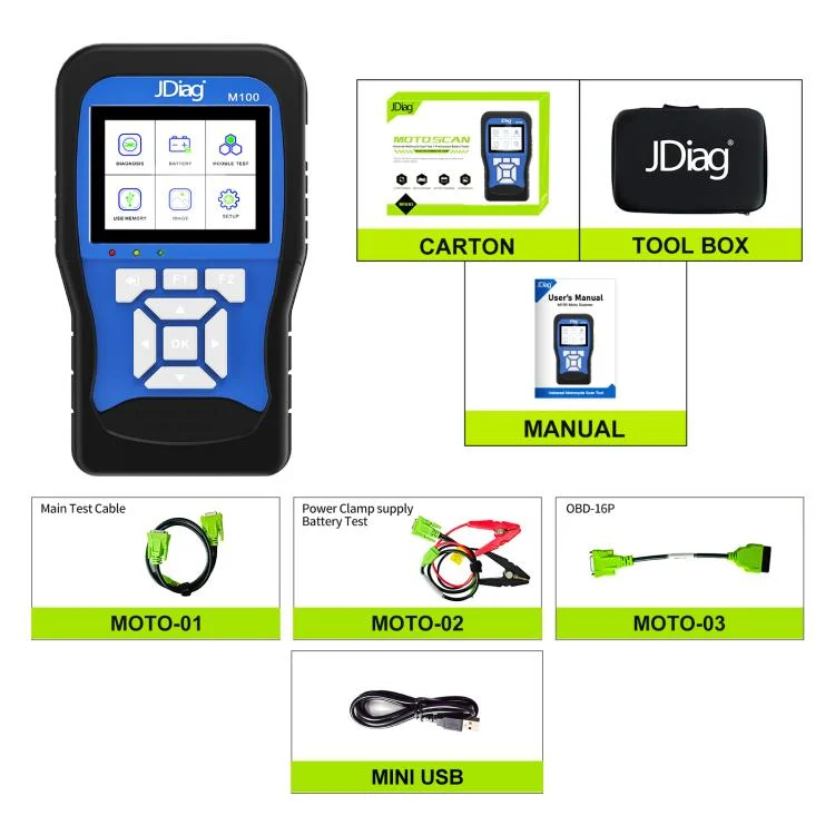 CRP1302_1.webp JDiag M100 Motorcycles 2 in1 OBD Scanner Battery Tester, Simplified Version - Image 2