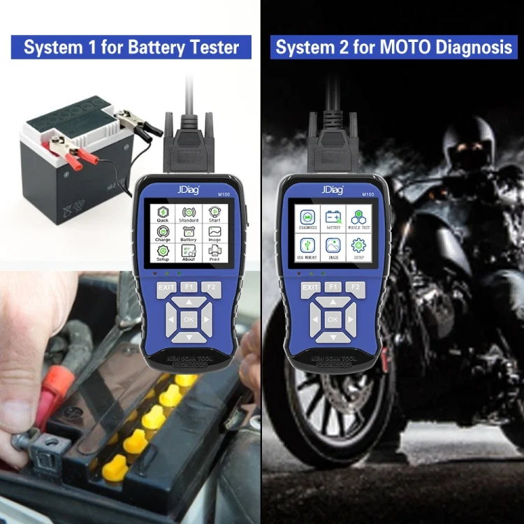 CRP1302_2.webp JDiag M100 Motorcycles 2 in1 OBD Scanner Battery Tester, Simplified Version - Image 3